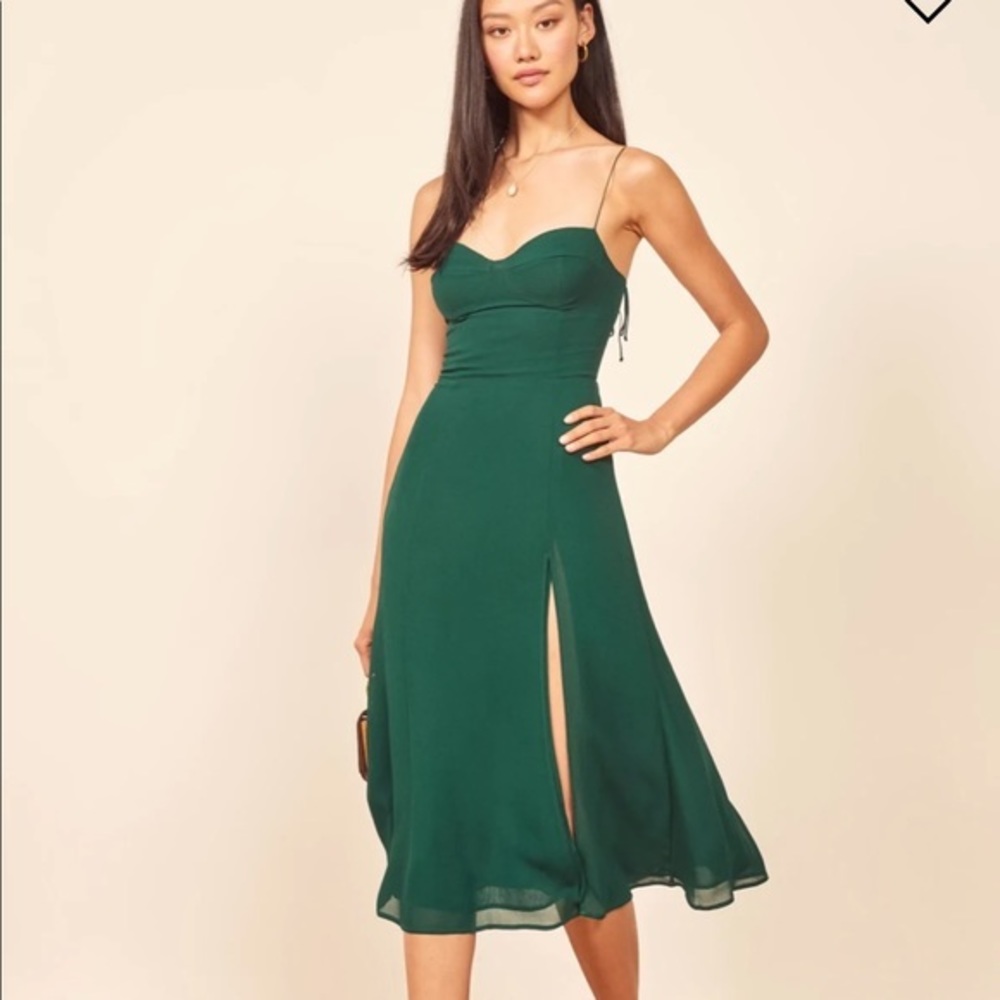 Reformation Juliette Dress in Emerald